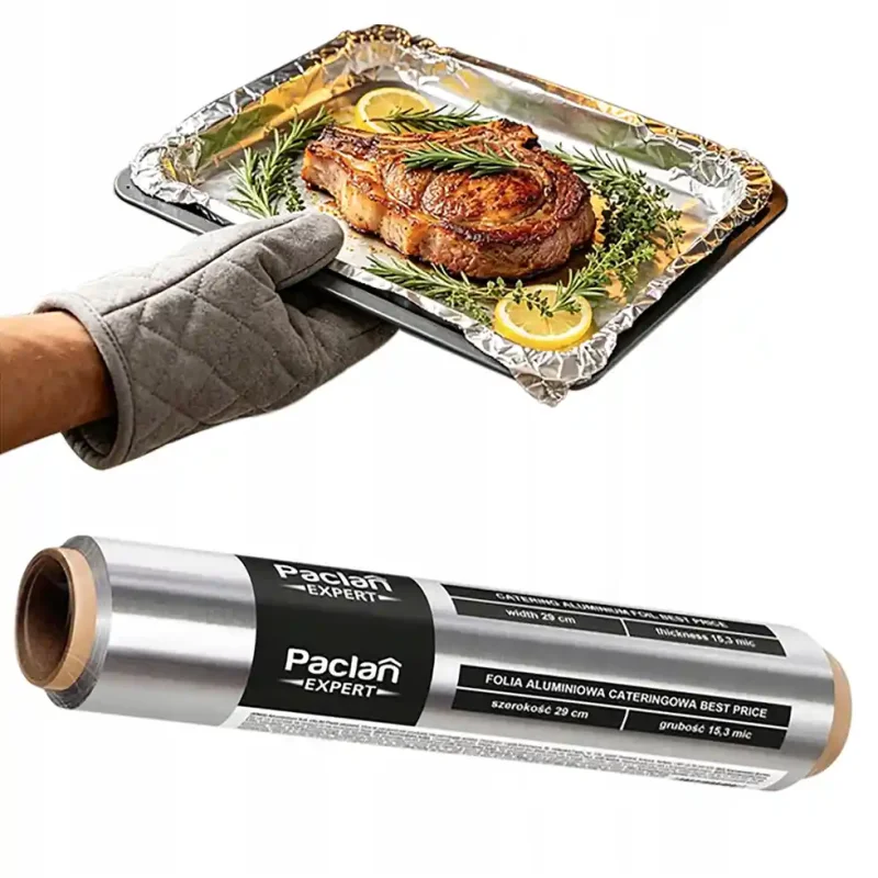 Folia aluminiowa Paclan Expert Catering 15 µm 40 m do pieczenia i grillowania potraw