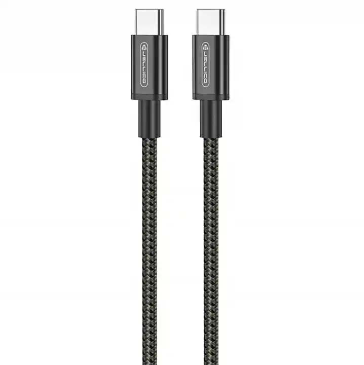 Szybki kabel Jellico B28 USB-C - USB-C 60 W 0,3 m z czarnym oplotem