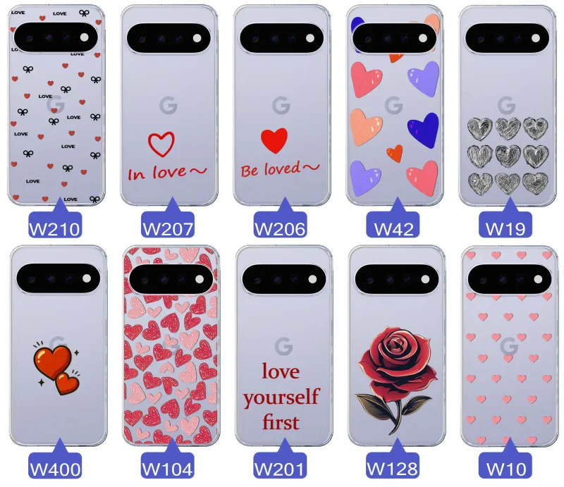 Różne wzory walentynkowe na case do Google Pixel 11 Pro: motywy miłosne: serca, romantyczne napisy, kwiaty, misie