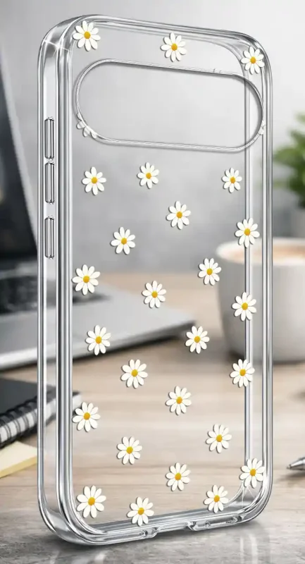 Modne przezroczyste etui do Google Pixel 11 Pro z nadrukiem stokrotek