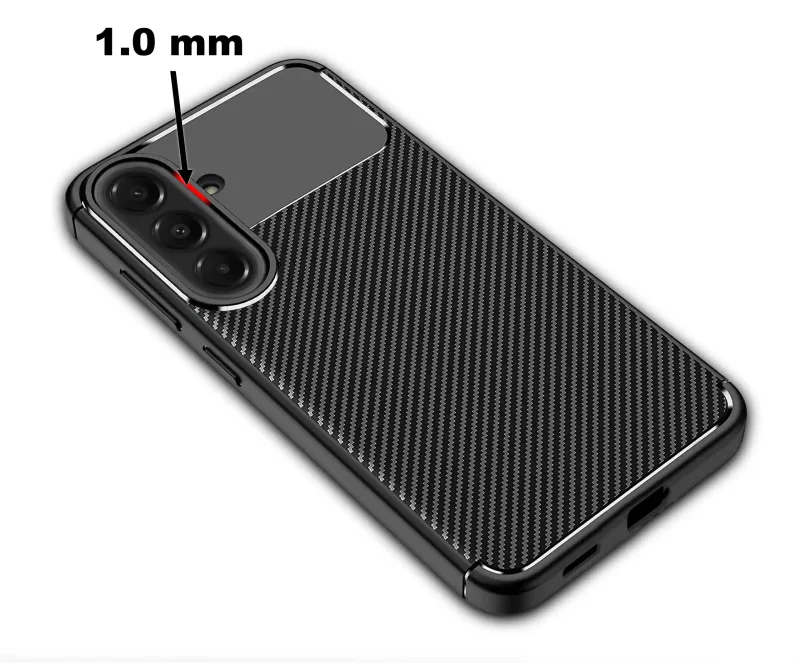Etui Carbon do Samsung Galaxy S26 FE z podwyższonym rantem aparatu 1 mm