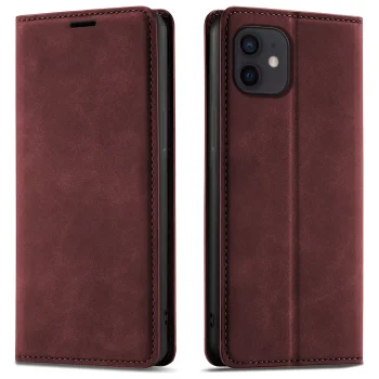 Etui do iPhone 11 z klapką skórzane Velvet bordowe ze szkłem