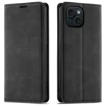 Etui do iPhone 15 z klapką skórzane Velvet czarne ze szkłem
