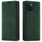 Etui do iPhone 15 z klapką skórzane Velvet zielone ze szkłem
