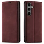 Etui do Samsung Galaxy S24 z klapką skórzane Velvet bordowe ze szkłem