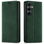 Etui do Samsung Galaxy S25 z klapką skórzane Velvet zielone ze szkłem