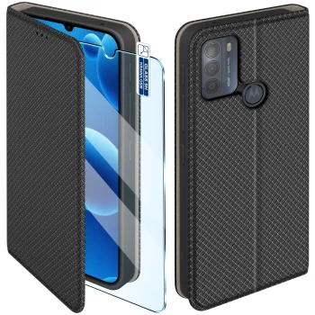 Etui do Motorola Moto G50 czarne zamykane ze szkłem