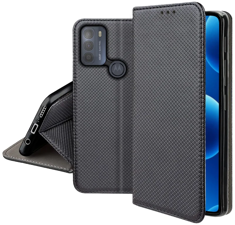 Zamykane etui z klapką do Motorola Moto G50 z matową strukturą, wycięciami na porty oraz ochroną aparatów i boków smartfona
