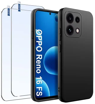 Etui do Oppo Reno 16 F | 16 FS 5G czarne matowe z zestawem 2 szkieł