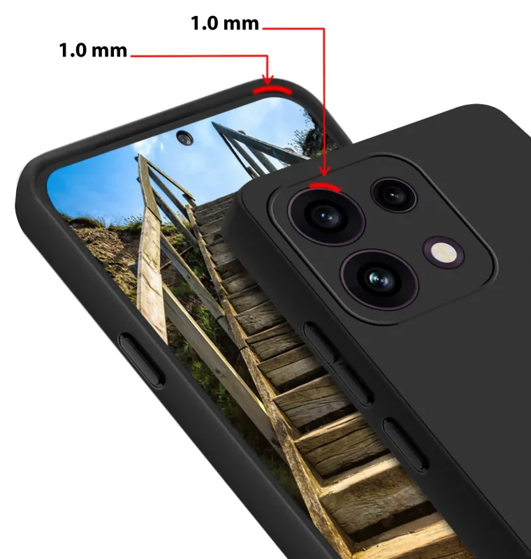 Czarne etui do Oppo Reno 16 F | 16 FS 5G z podwyższonymi rantami 1 mm przy ekranie i aparacie