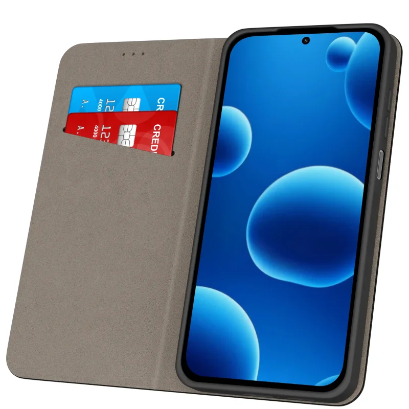 Czarne etui z klapką do Xiaomi POCO X3 z kieszonką na karty i miękkim wnętrzem