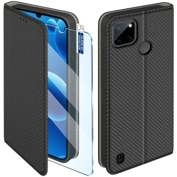 Etui do Realme C21Y | C25Y czarne zamykane ze szkłem