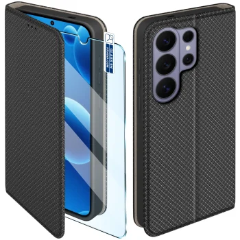 Etui do Samsung Galaxy S26 Ultra czarne zamykane ze szkłem