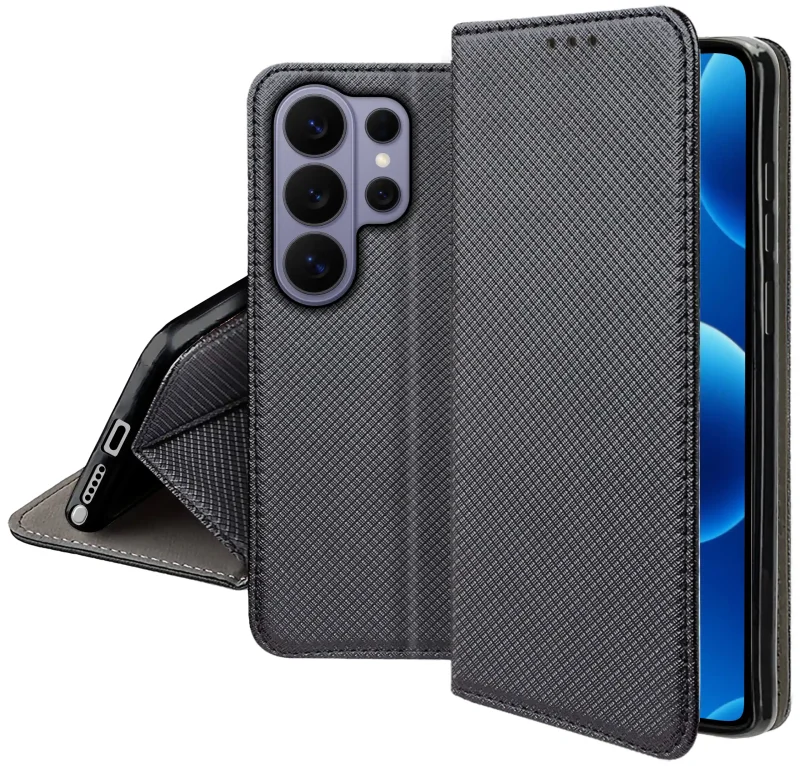 Zamykane etui z klapką do Samsung Galaxy S26 Ultra z matową strukturą, wycięciami na porty oraz ochroną aparatów i boków smartfona