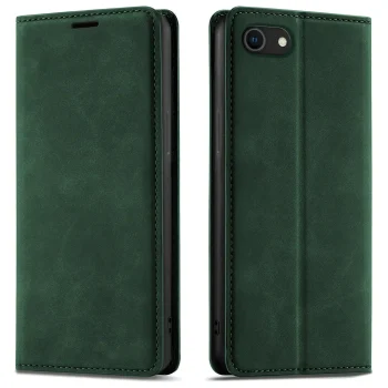 Etui do iPhone 7 | 8 | SE z klapką skórzane Velvet zielone ze szkłem