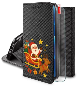 Etui do Oppo Reno 16 F | 16 FS 5G z klapką z wzorami świątecznymi ze szkłem