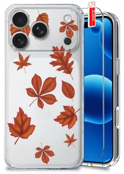 Etui do iPhone 17 Pro | 18 Pro przezroczyste różne wzory jesienne ze szkłem
