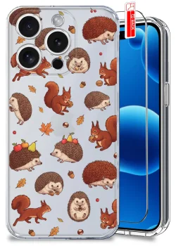 Etui do iPhone 15 Pro Max przezroczyste różne wzory jesienne ze szkłem