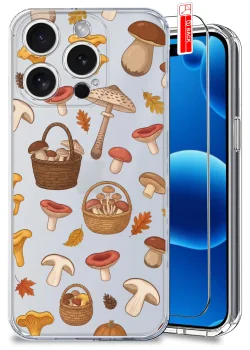 Etui do iPhone 15 Pro przezroczyste różne wzory jesienne ze szkłem