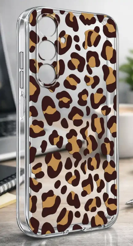Etui Samsung Galaxy M15 5G 2 mm z jesiennym wzorem panterki na przezroczystej powierzchni