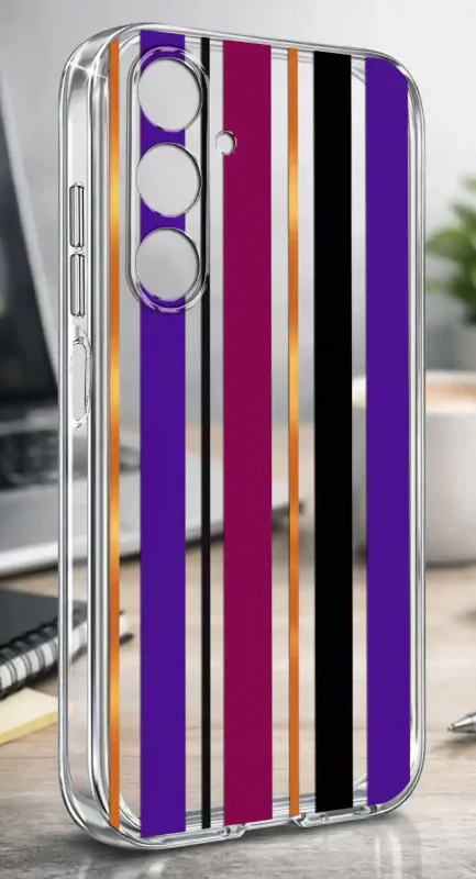 Etui Samsung Galaxy A15 5G 2 mm z kolorowym wzorem pionowych pasów na przezroczystej powierzchni