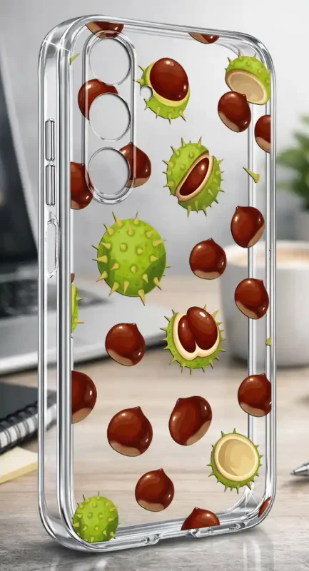 Etui Samsung Galaxy A16 5G 2 mm z jesiennym wzorem kasztanów na przezroczystej powierzchni