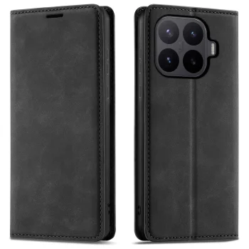 Etui do Xiaomi 17T z klapką skórzane Velvet czarne ze szkłem
