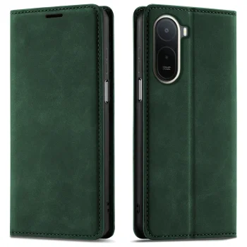 Etui do Xiaomi Redmi A7 Pro z klapką skórzane Velvet zielone ze szkłem