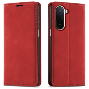 Etui do Xiaomi Redmi A7 Pro z klapką skórzane Velvet czerwone ze szkłem