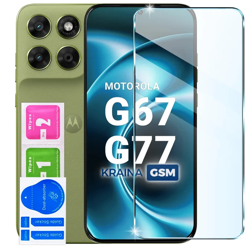 Szkło hartowane 9H do Motorola Moto G67 | G77 5G wraz z zestawem ściereczek i naklejek do montażu