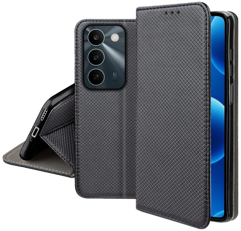 Zamykane etui z klapką do Realme C100 5G z matową strukturą, wycięciami na porty oraz ochroną aparatów i boków smartfona
