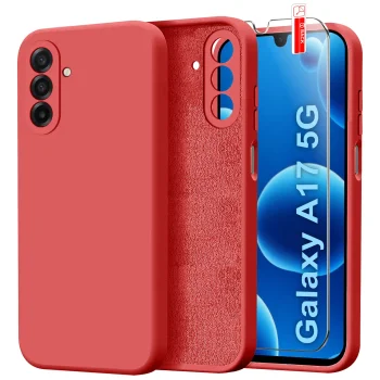 Etui do Samsung Galaxy A17 | A18 | A26 5G czerwone silikonowe ze szkłem