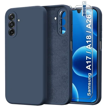 Etui do Samsung Galaxy A17 | A18 | A26 5G granatowe silikonowe ze szkłem