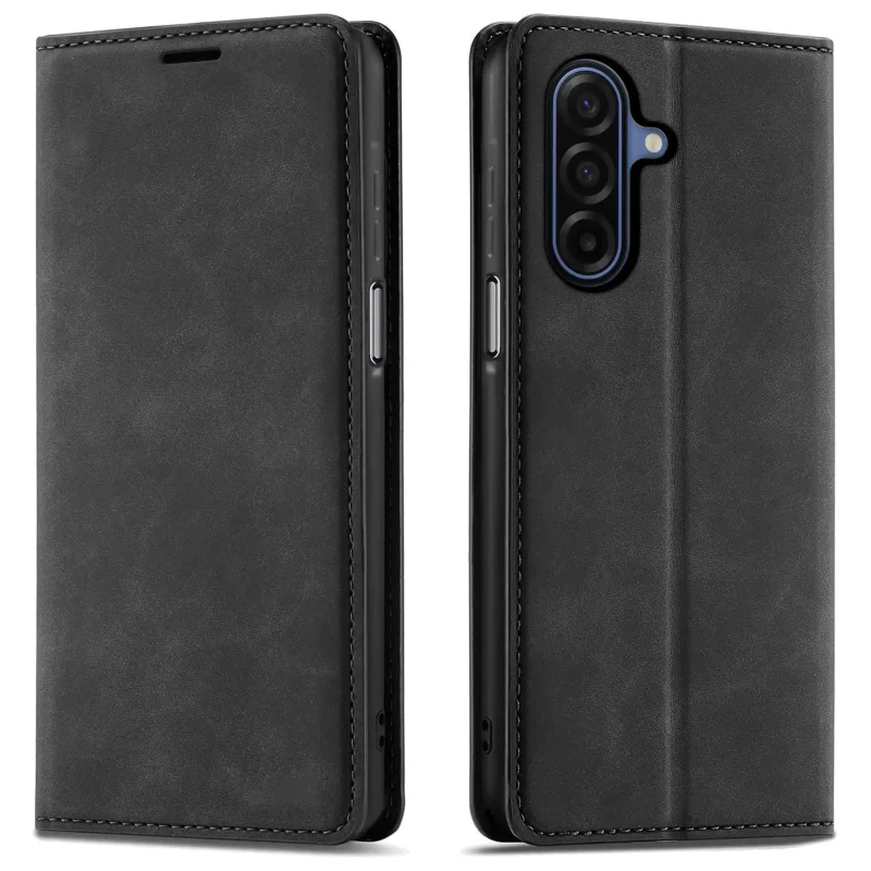 Etui skórzane Velvet czarne z klapką do Samsung Galaxy A26 A18 A17 5G z osłoną aparatów i eleganckim wykończeniem