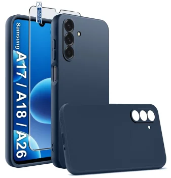 Etui do Samsung Galaxy A17 | A18 | A26 5G granatowe matowe ze szkłem