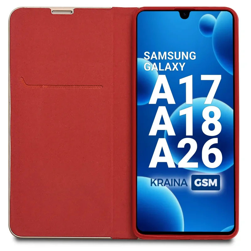 Etui do Samsung Galaxy A17 | A18 | A26 5G eleganckie zamykane czerwone ze szkłem
