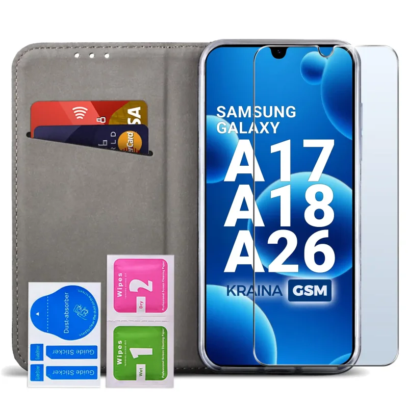 Etui do Samsung Galaxy A17 | A18 | A26 5G zielone magnetyczne zamykane ze szkłem