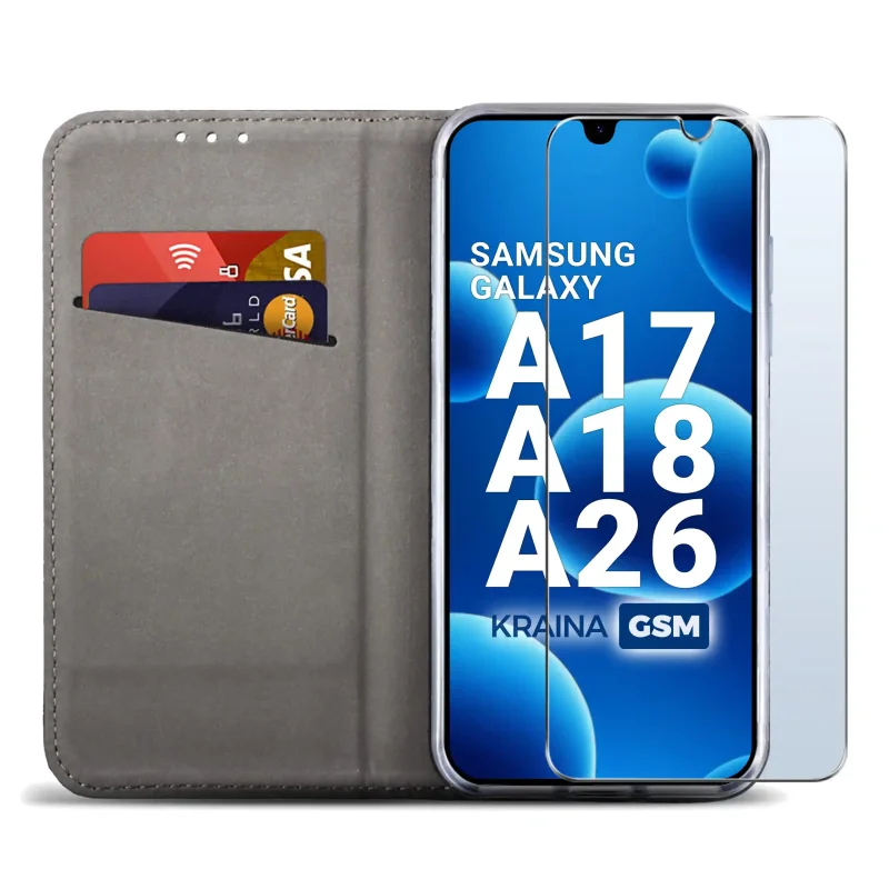 Etui portfelowe złote do Samsung Galaxy A26 A18 A17 5G z wewnętrzną kieszonką na kart