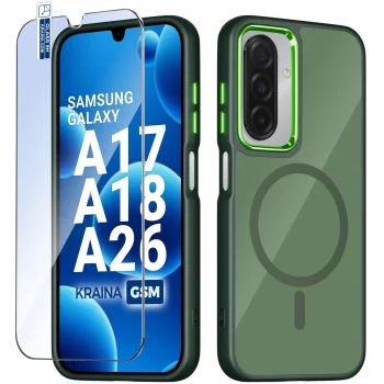 Etui do Samsung Galaxy A17 | A18 | A26 5G Magsafe magnetyczne zielone ze szkłem