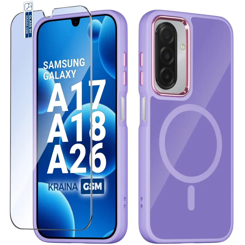 Etui do Samsung Galaxy A17 | A18 | A26 5G Magsafe magnetyczne fioletowe ze szkłem