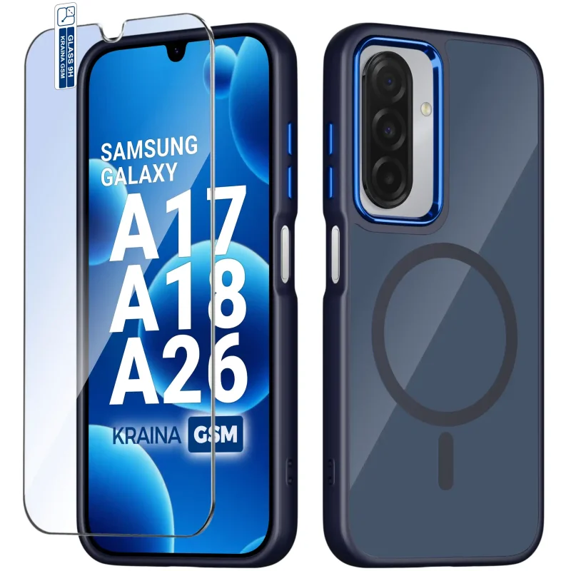 Etui do Samsung Galaxy A17 | A18 | A26 5G Magsafe magnetyczne granatowe ze szkłem