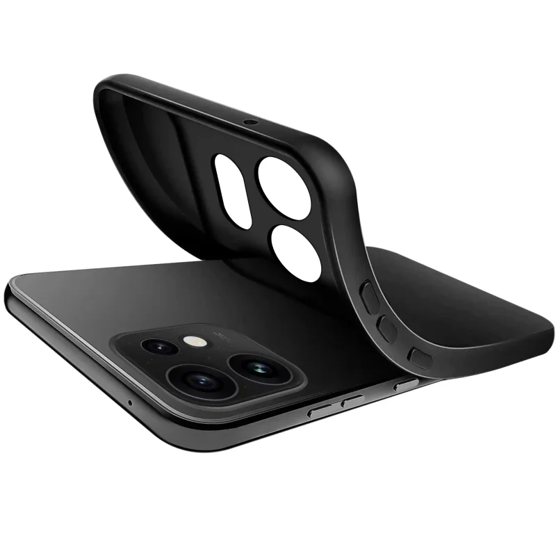 Elastyczne czarne etui do Oppo Reno 16 | 16 5G pokazujące giętką konstrukcję materiału
