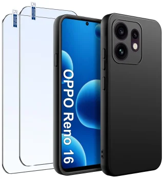 Etui do Oppo Reno 16 | 16 5G czarne matowe z zestawem 2 szkieł
