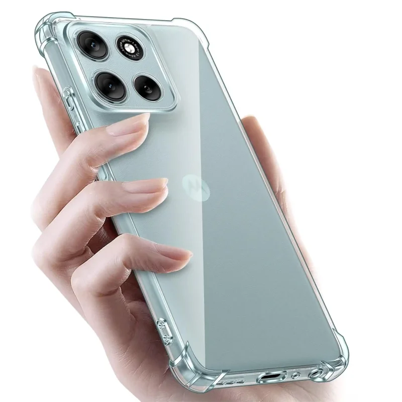 Motorola Moto G57 | G57 Power 5G w przezroczystym etui – elegancki wygląd smartfona w dłoni