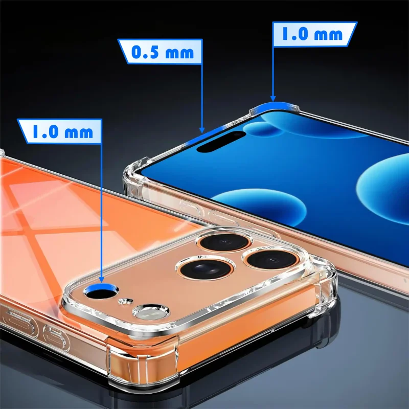 Etui transparentne iPhone 17 Pro | 18 Pro z podwyższonym rantem 1.0 mm