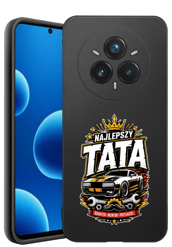 Etui dla Taty do Realme 14 Pro+ Plus 5G z kolorowym nadrukiem Najlepszy Tata, samochodem i motywem narzędzi