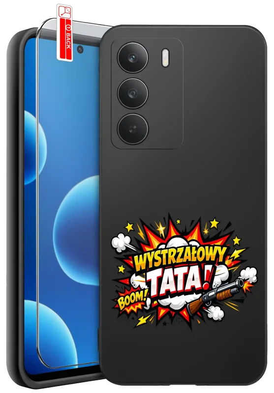 Etui dla Taty do Realme 14x 5G z kolorowym nadrukiem Wystrzałowy Tata i szkłem hartowanym 9H