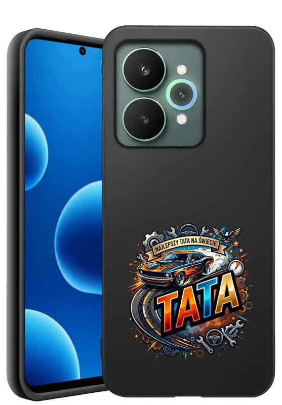 Etui dla Taty do Realme 15 5G | 15 Pro 5G z kolorowym nadrukiem Najlepszy Tata na świecie i motywem samochodu