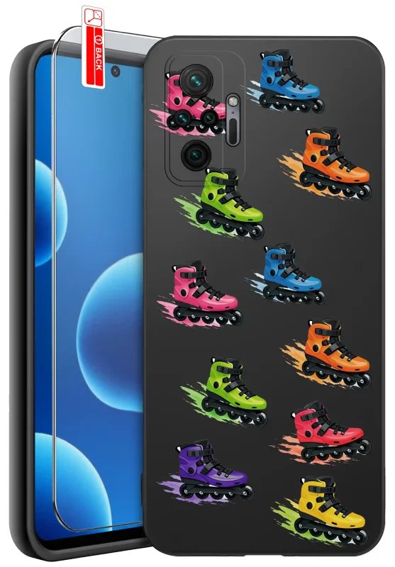 Etui wakacyjne do Xiaomi Redmi Note 10 Pro z kolorowym nadrukiem rolek i szkłem hartowanym 9H