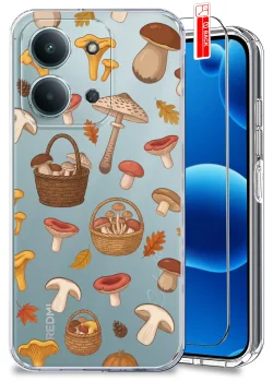 Etui do Xiaomi Redmi 15C przezroczyste różne wzory jesienne ze szkłem